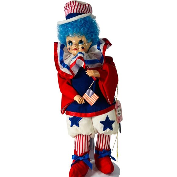 Brinn's Other - Vtg Doll Brinns 1986 4th of July Clown Patriotic Red White Blue American Flag LE